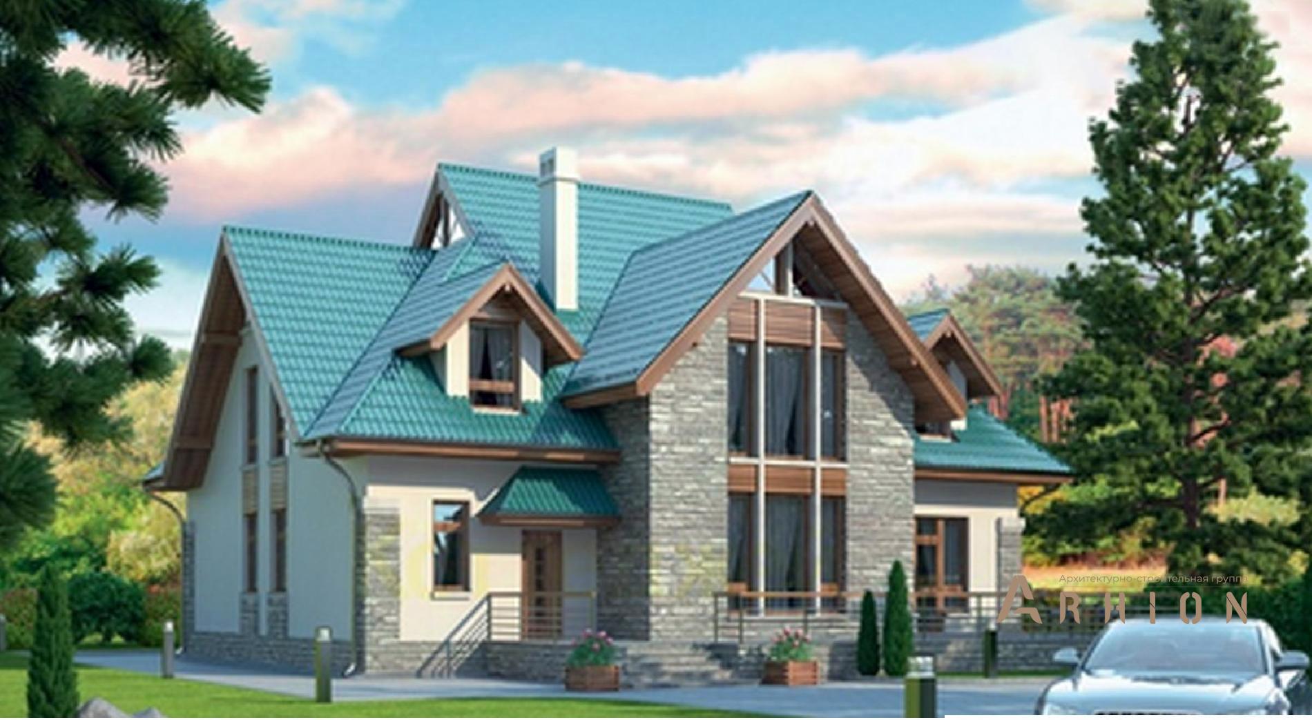 1. Проект одноэтажного дома в европейском стиле с многоскатной кровлей, 37-84, площадью - 285 кв c мансардой, сауной, терассой, эркером, вторым светом