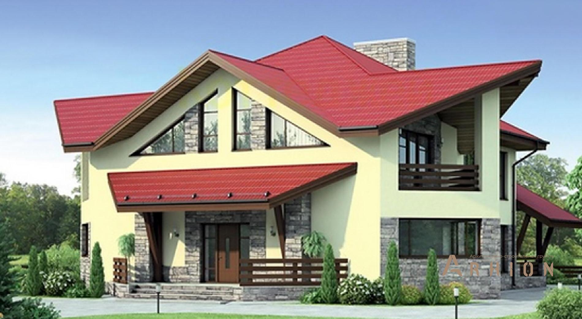 1. Проект одноэтажного дома в альпийском стиле с многоскатной кровлей, 37-92, площадью - 244 кв c мансардой, терассой, балконом, эркером, вторым светом