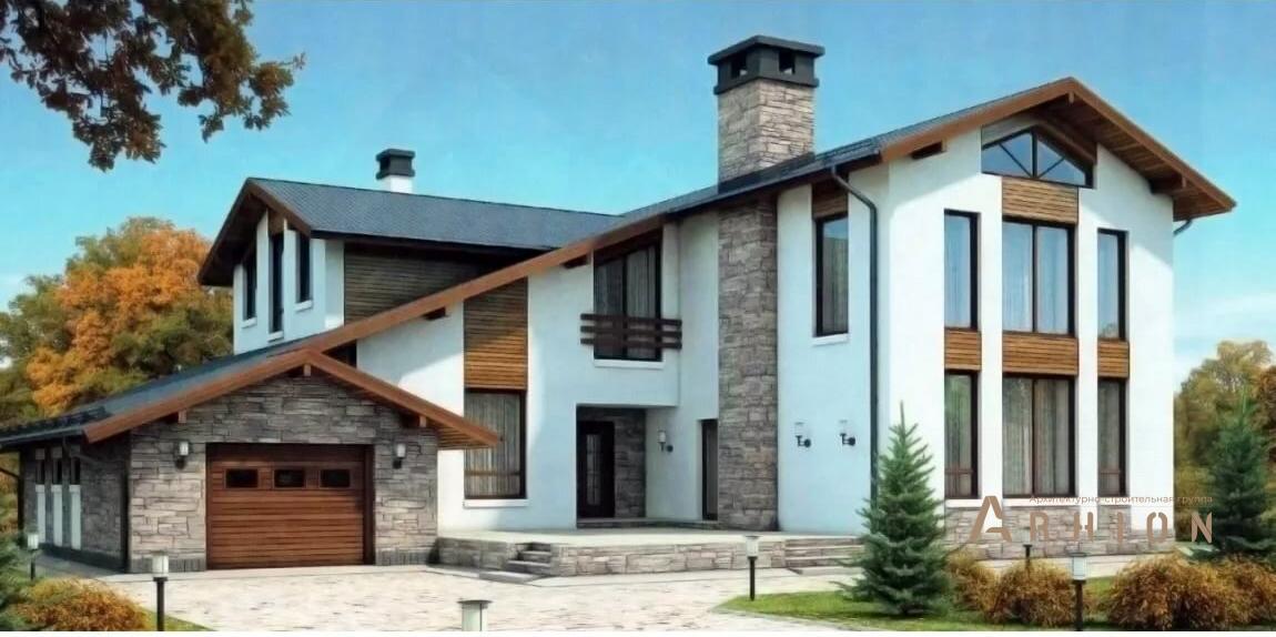 1. Проект одноэтажного дома в стиле шале с двускатной кровлей, 37-96, площадью - 277 кв c мансардой, терассой, гаражом, эркером, вторым светом