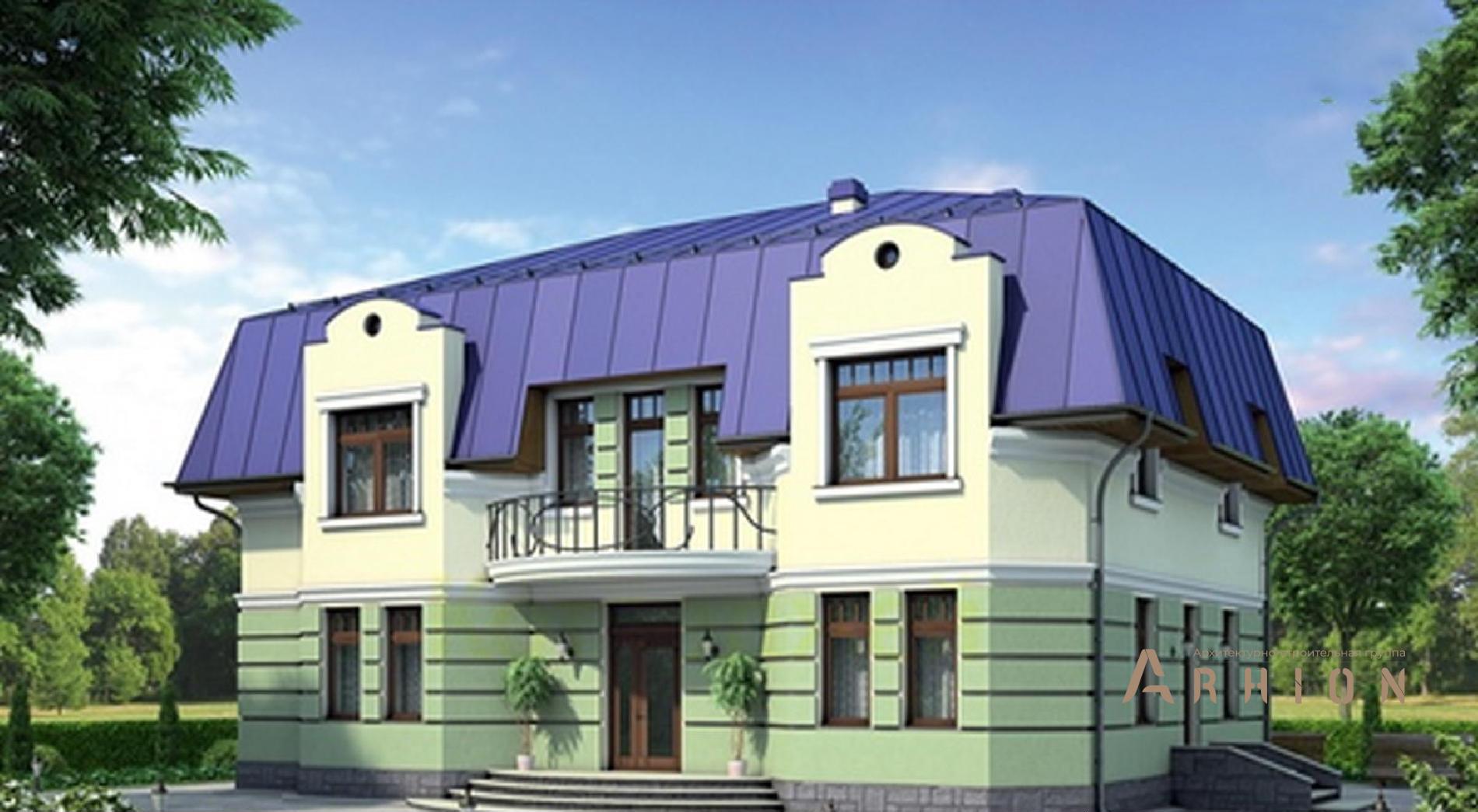 2. Проект одноэтажного дома в дворцовом стиле с многоскатной кровлей, 37-97, площадью - 268 кв c мансардой, балконом, эркером