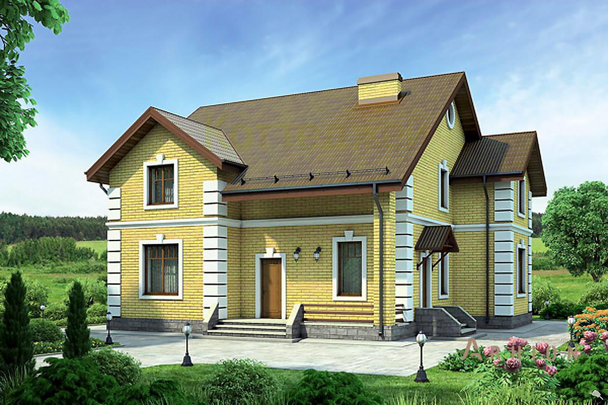 1. Проект одноэтажного дома в европейском стиле с плоской кровлей , 38-05, площадью - 194 кв c мансардой