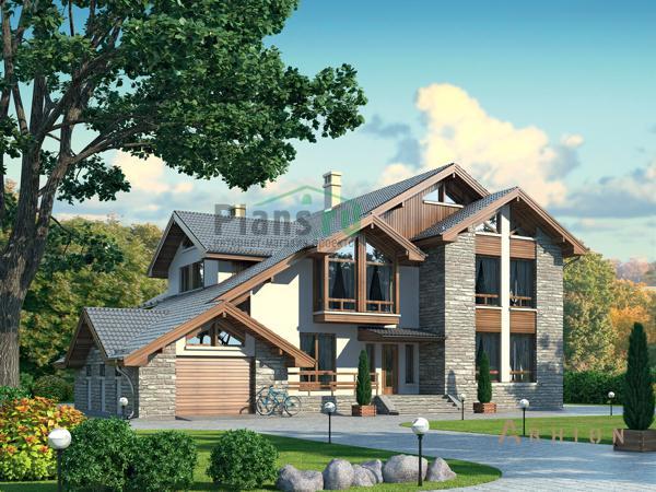 1. Проект двухэтажного дома в финском стиле с плоской кровлей , 38-16, площадью - 351 кв c мансардой, терассой, гаражом