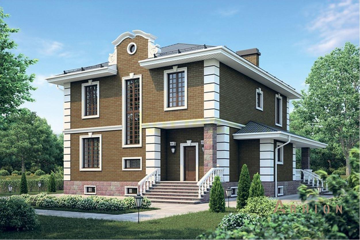 2. Проект двухэтажного дома в английском стиле с четырехскатной, 38-51, площадью - 528 кв