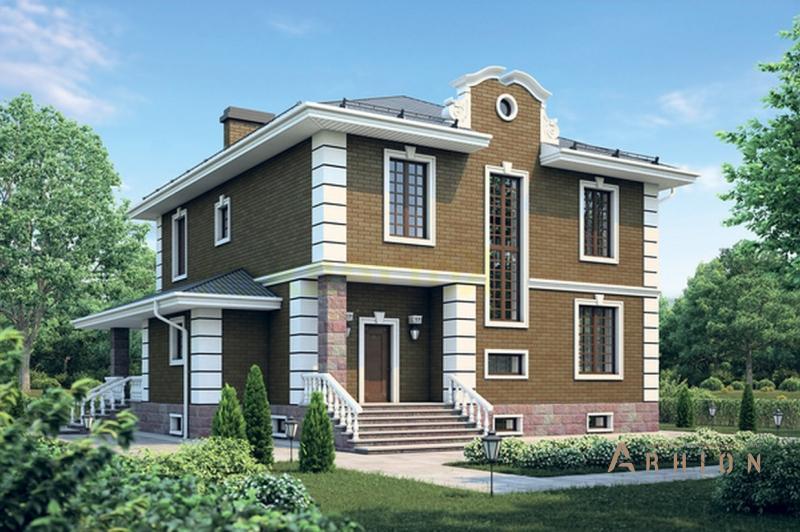 4. Проект двухэтажного дома в английском стиле с четырехскатной, 38-51, площадью - 528 кв