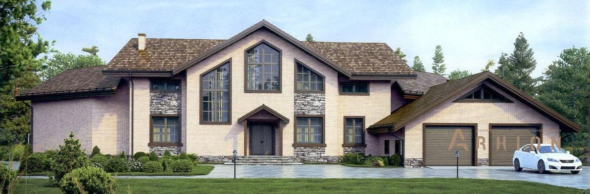 1. Проект одноэтажного дома в скандинавском стиле с многоскатной кровлей, 39-77, площадью - 483 кв c мансардой, балконом, гаражом, эркером, вторым светом