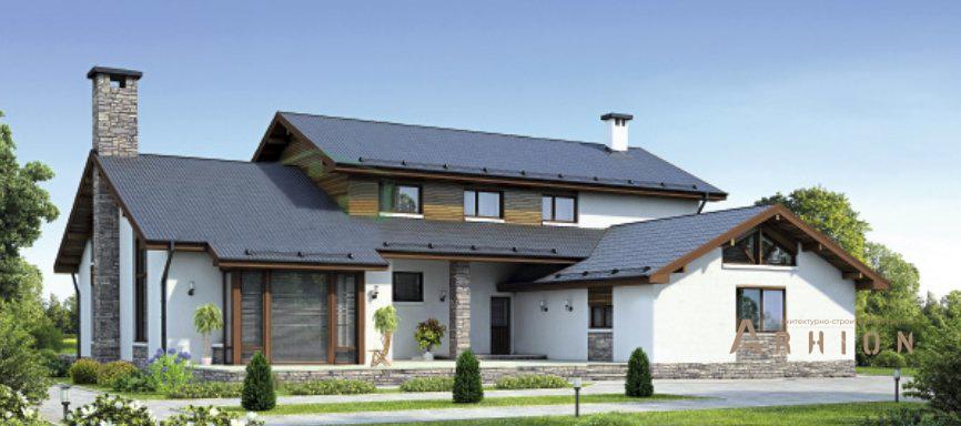 1. Проект одноэтажного дома в альпийском стиле с многоскатной кровлей, 40-39, площадью - 455 кв c мансардой, вторым светом