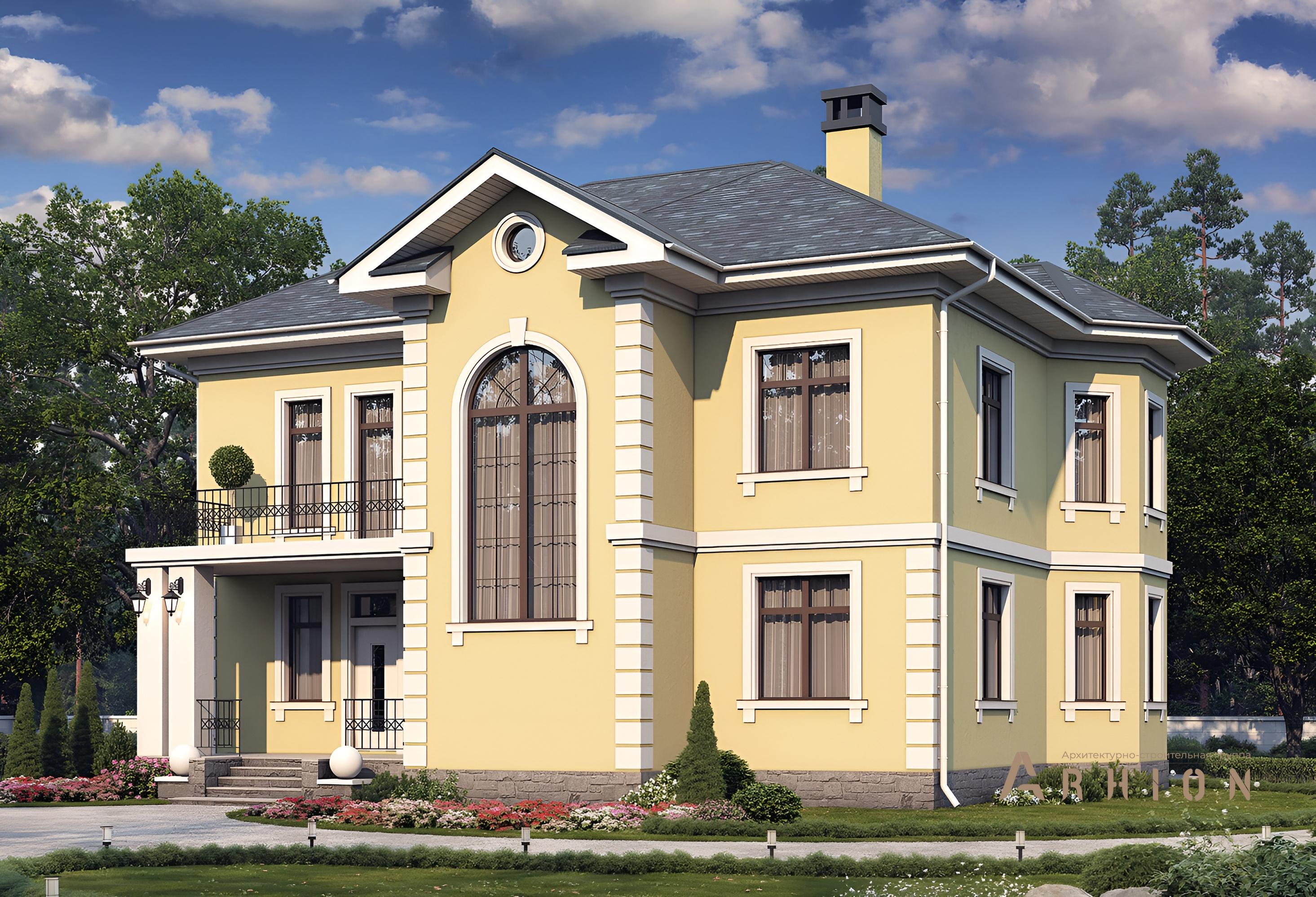 1. Проект в современном классическом стиле с четырехскатной, 40-45, площадью - 218 кв