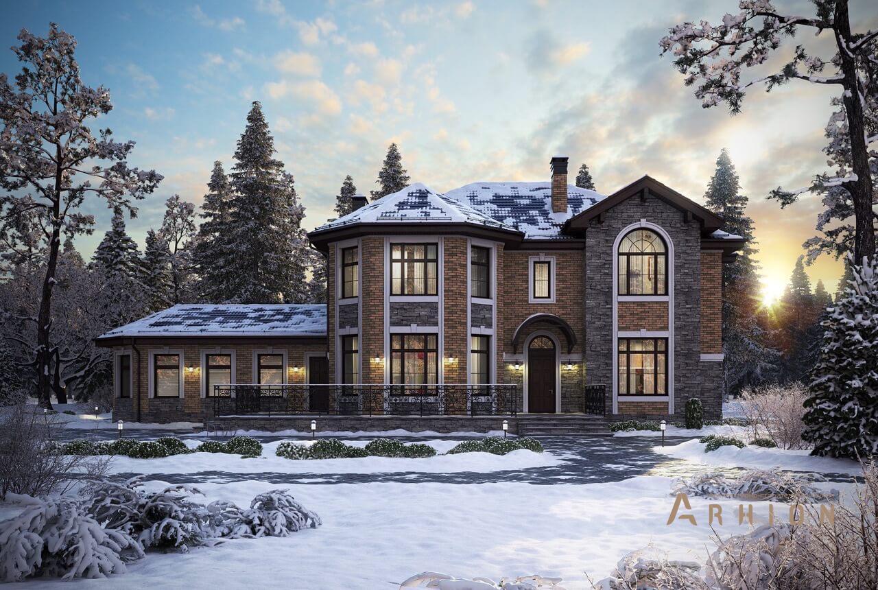 2. Проект двухэтажного дома в современном стиле с плоской кровлей , 48-29, площадью - 300 кв c сауной, терассой, бассейном, эркером