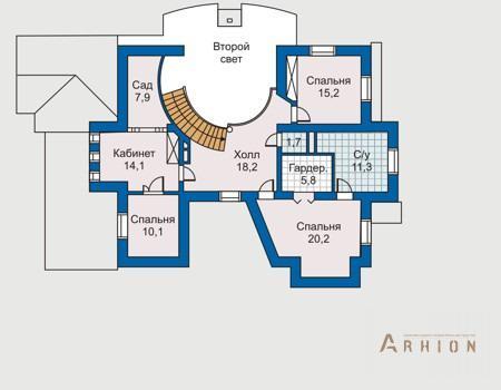3. Проект двухэтажного дома в современном стиле с плоской кровлей , 50-24, площадью - 370 кв c цокольным этажом, мансардой, сауной, терассой