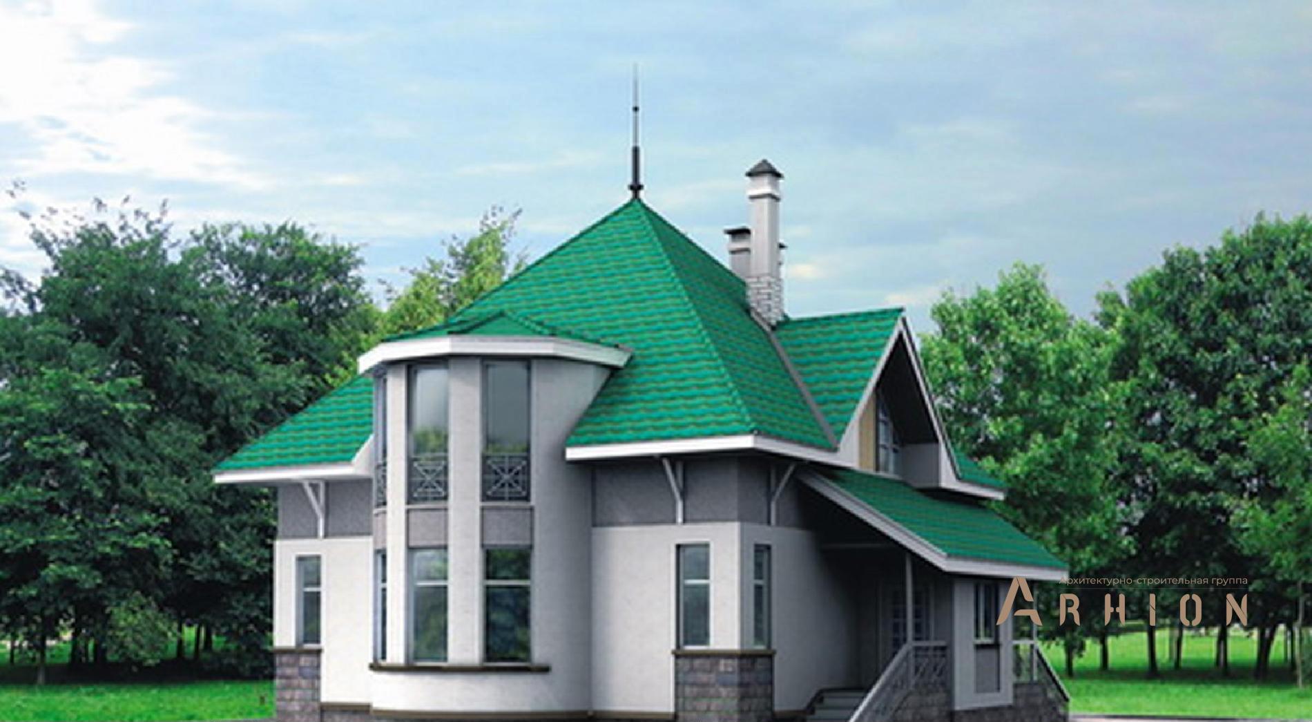 1. Проект одноэтажного дома в европейском стиле с плоской кровлей , 50-94, площадью - 164 кв c мансардой, терассой, эркером