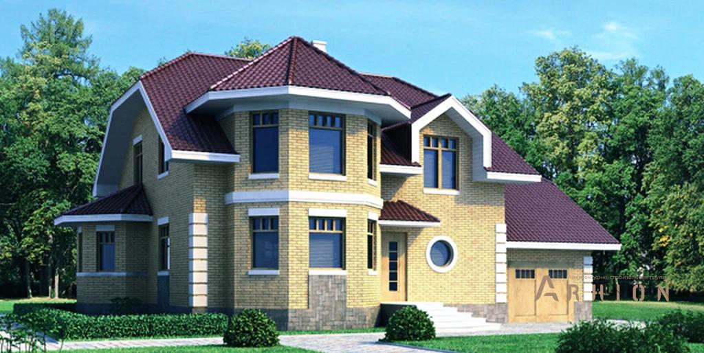 2. Проект одноэтажного дома в европейском стиле с многоскатной кровлей, 51-76, площадью - 213 кв c мансардой, гаражом, эркером