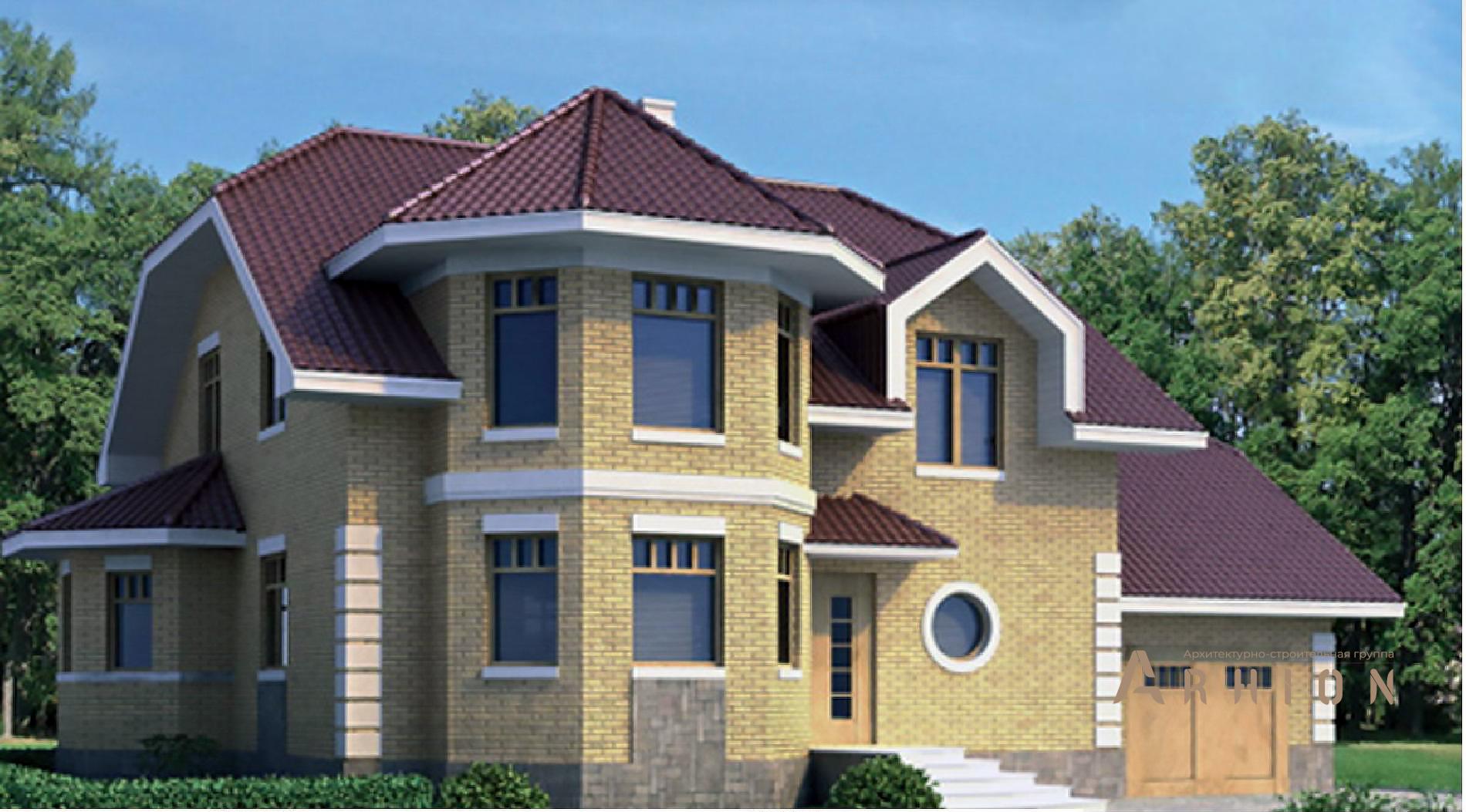 1. Проект одноэтажного дома в европейском стиле с многоскатной кровлей, 51-76, площадью - 213 кв c мансардой, гаражом, эркером