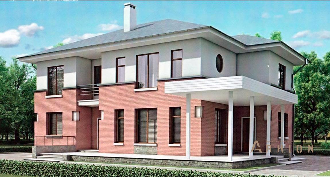 1. Проект двухэтажного дома в современном стиле с плоской кровлей , 52-45, площадью - 211 кв c сауной, терассой, балконом