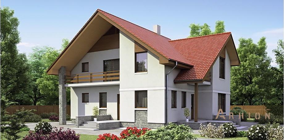 1. Проект одноэтажного дома в европейском стиле с плоской кровлей , 52-47, площадью - 206 кв c мансардой, терассой, балконом