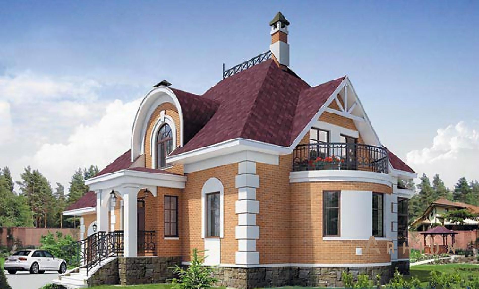 2. Проект одноэтажного дома в стиле модерн с плоской кровлей , 52-63, площадью - 256 кв c мансардой, терассой, балконом, гаражом, эркером