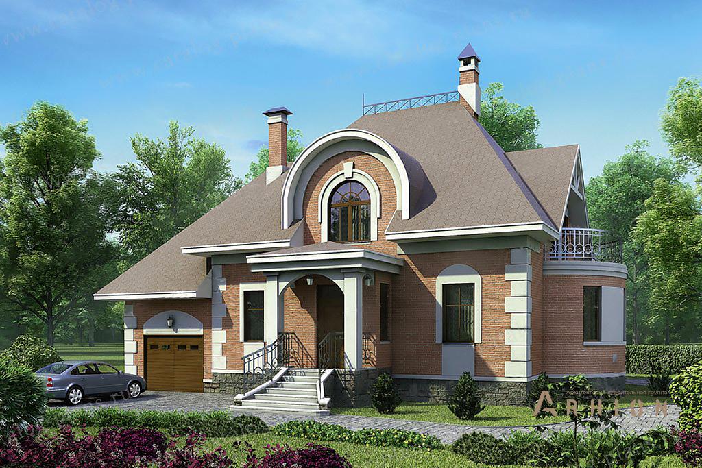 1. Проект одноэтажного дома в стиле модерн с плоской кровлей , 52-63, площадью - 256 кв c мансардой, терассой, балконом, гаражом, эркером