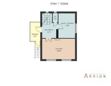2. Проект двухэтажного дома в современном стиле с двускатной кровлей, 52-77, площадью - 115 кв