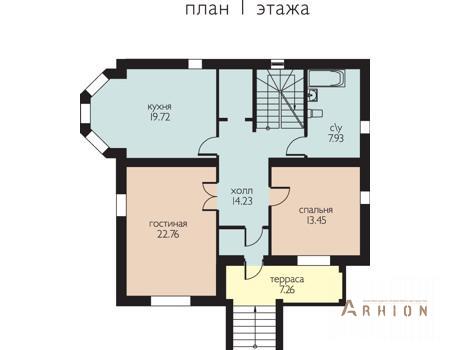 2. Проект двухэтажного дома в европейском стиле с плоской кровлей , 52-86, площадью - 298 кв c цокольным этажом, сауной, терассой, балконом