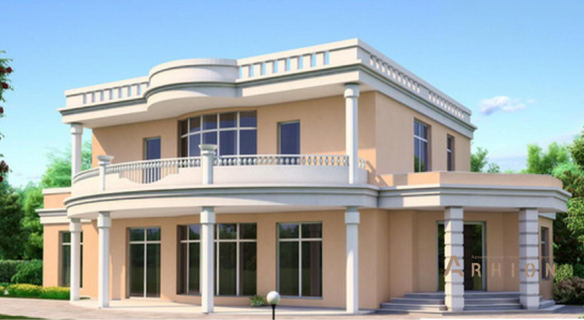 1. Проект двухэтажного дома в европейском стиле с плоской кровлей , 52-89, площадью - 274 кв c терассой, балконом