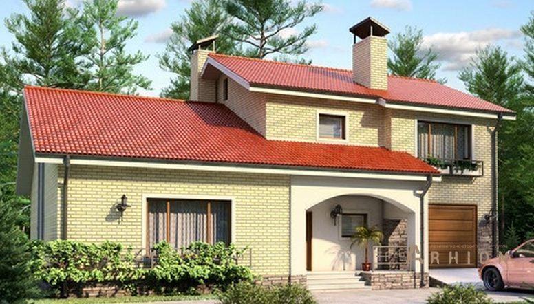 2. Проект одноэтажного дома в финском стиле с двускатной кровлей, 52-91, площадью - 310 кв c мансардой, терассой, гаражом