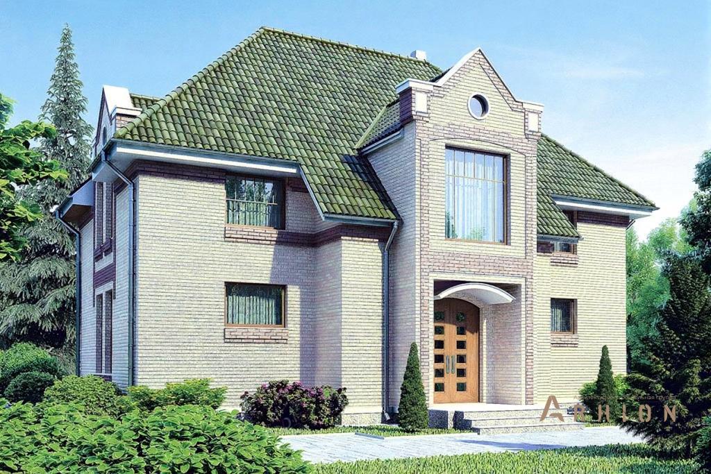 1. Проект одноэтажного дома в европейском стиле с многоскатной кровлей, 53-19, площадью - 228 кв c мансардой