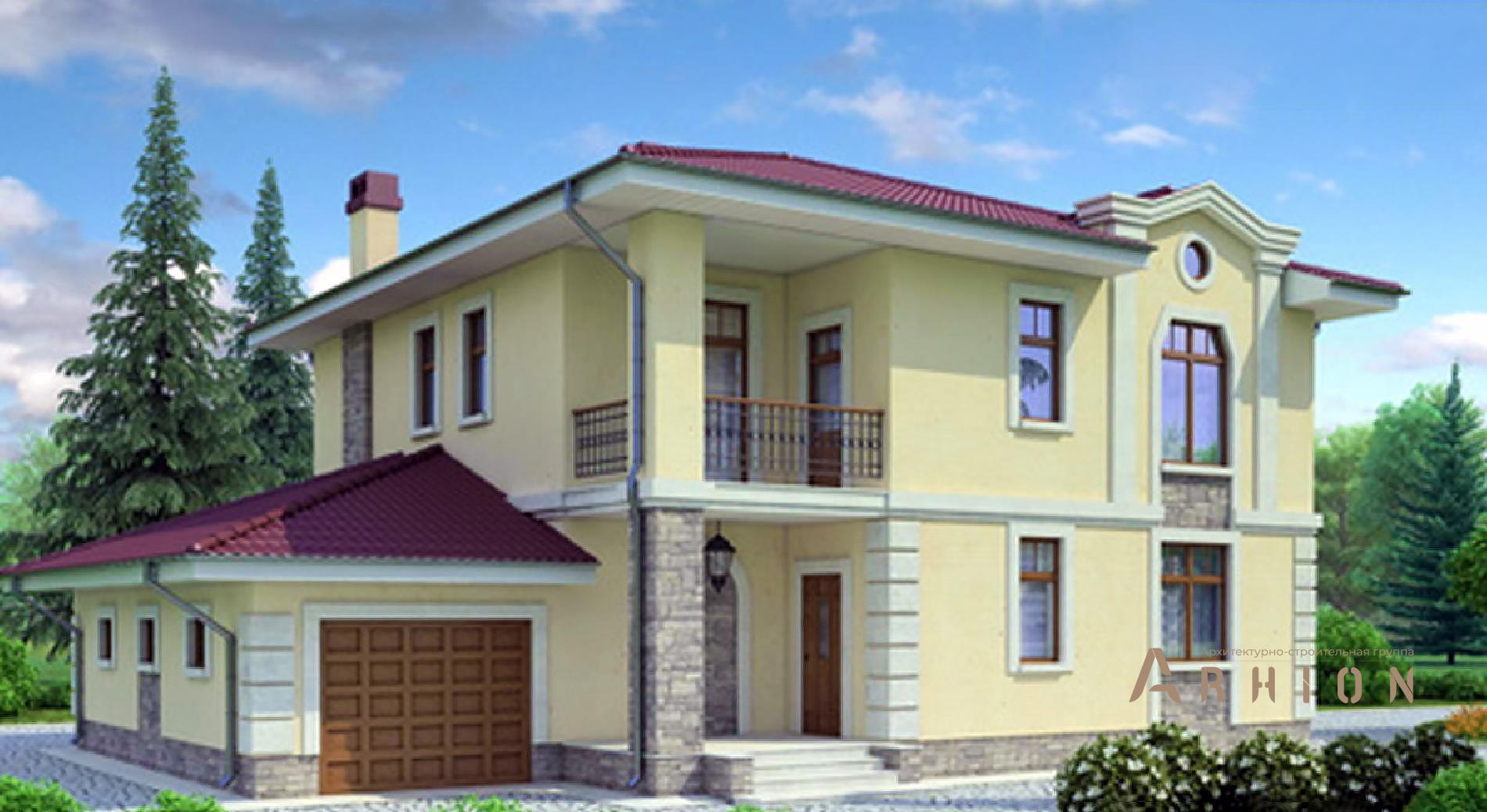 1. Проект двухэтажного дома в современном стиле с плоской кровлей , 53-45, площадью - 238 кв c балконом, гаражом