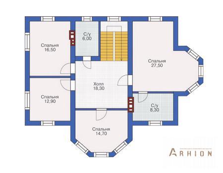 3. Проект двухэтажного дома в современном стиле с плоской кровлей , 53-49, площадью - 210 кв