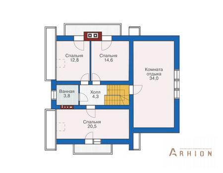 3. Проект одноэтажного дома в европейском стиле с плоской кровлей , 54-07, площадью - 197 кв c мансардой, терассой, гаражом