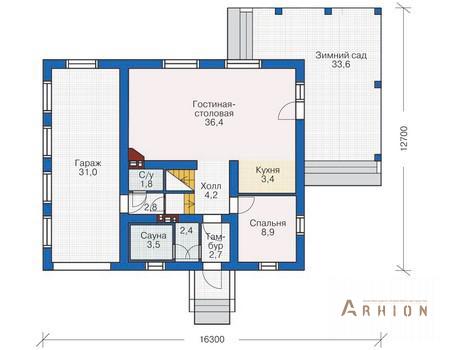 2. Проект двухэтажного дома в стиле шале с двускатной кровлей, 54-15, площадью - 161 кв c мансардой, терассой, гаражом