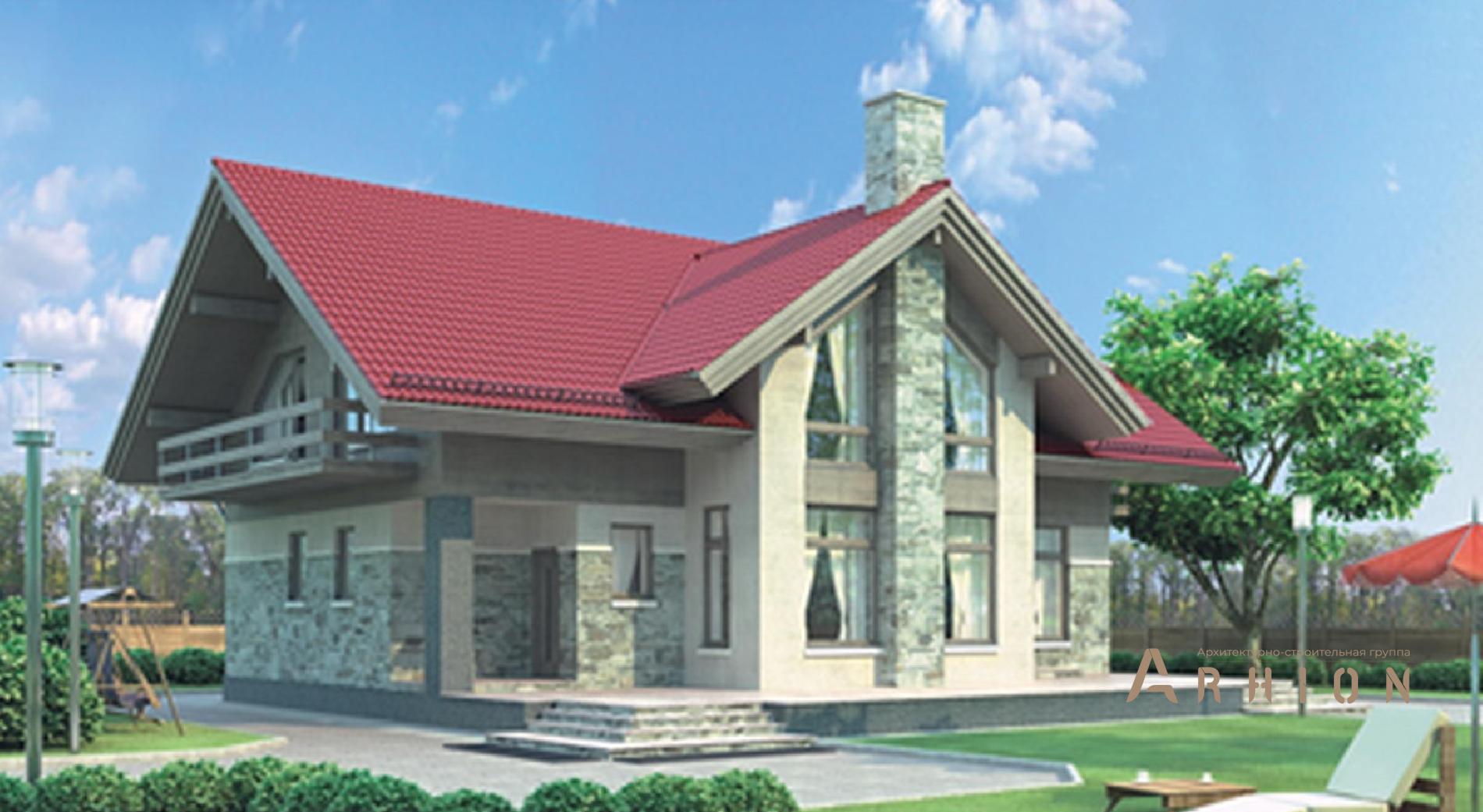 1. Проект одноэтажного дома в европейском стиле с многоскатной кровлей, 54-28, площадью - 212 кв c мансардой, терассой, балконом, вторым светом