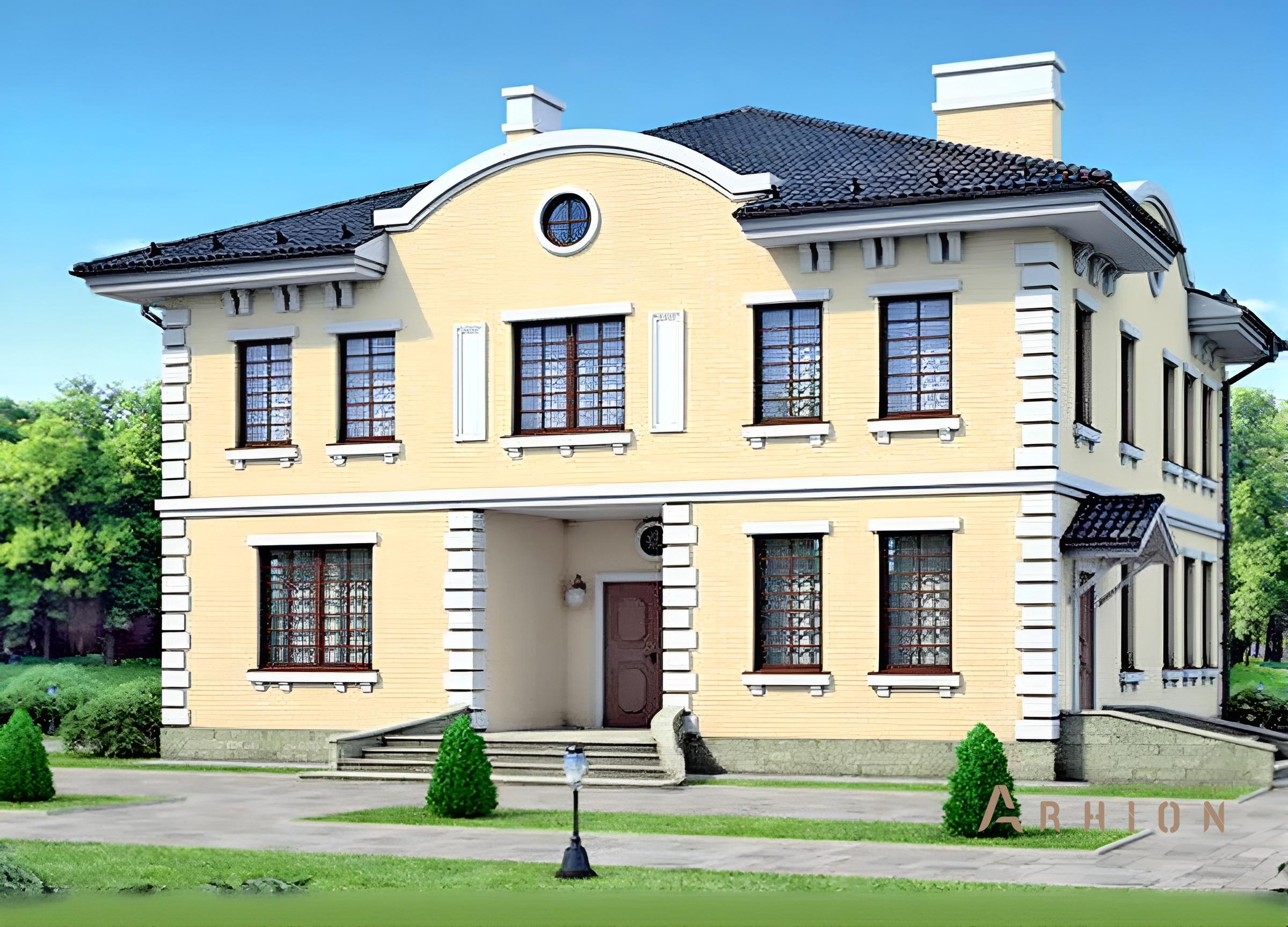 1. Проект двухэтажного дома в прованском стиле с плоской кровлей , 54-50, площадью - 205 кв