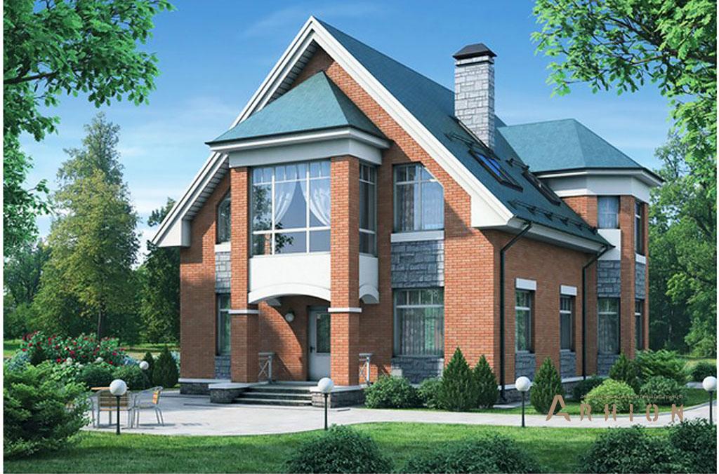 1. Проект одноэтажного дома в европейском стиле с плоской кровлей , 54-52, площадью - 193 кв c мансардой, терассой