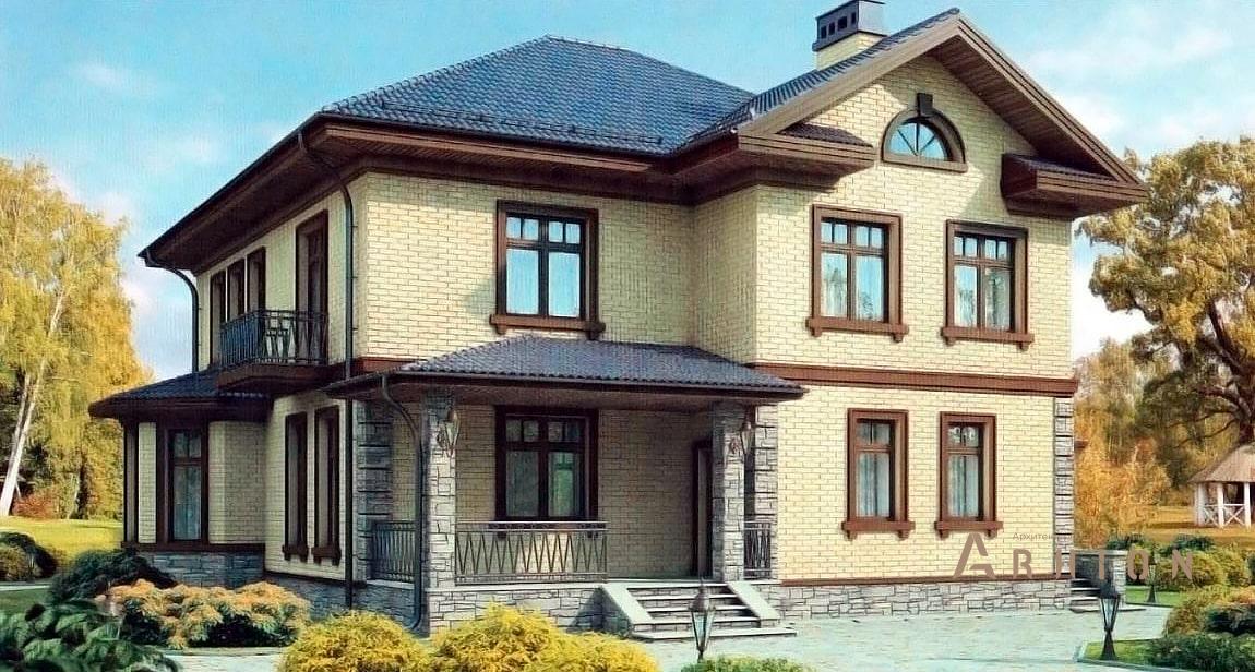 1. Проект двухэтажного дома в европейском стиле с плоской кровлей , 54-78, площадью - 213 кв c терассой, балконом