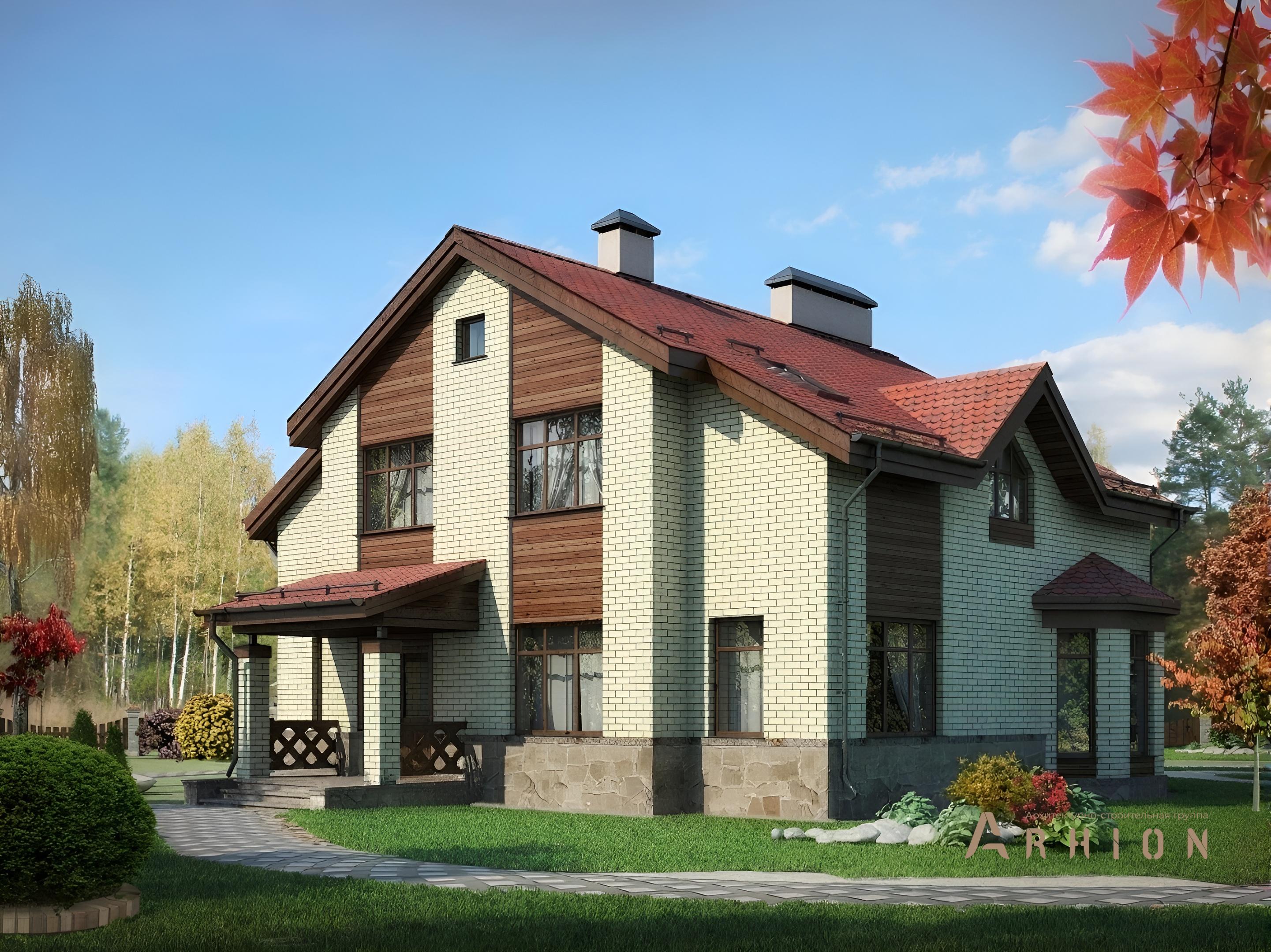 2. Проект двухэтажного дома в скандинавском стиле с двускатной кровлей, 54-87, площадью - 216 кв c сауной, терассой