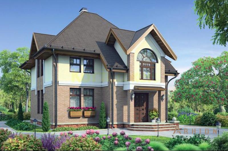 1. Проект одноэтажного дома в европейском стиле с плоской кровлей , 55-01, площадью - 153 кв c мансардой