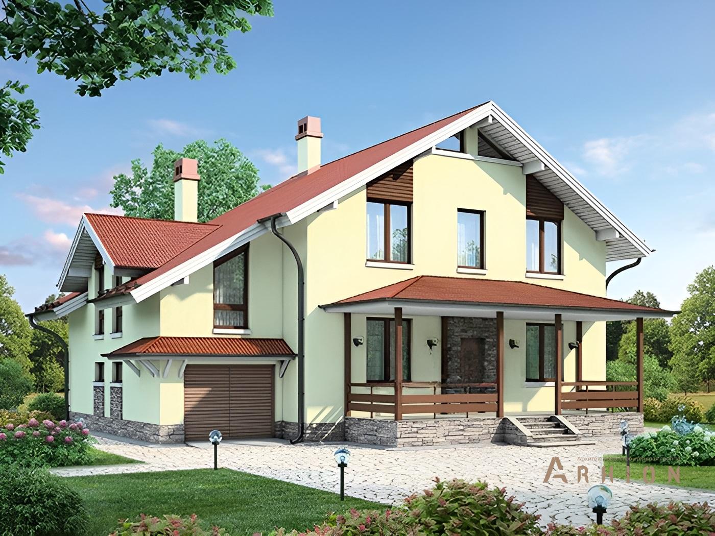 1. Проект одноэтажного дома в скандинавском стиле с плоской кровлей , 55-09, площадью - 218 кв c мансардой, сауной, терассой, гаражом