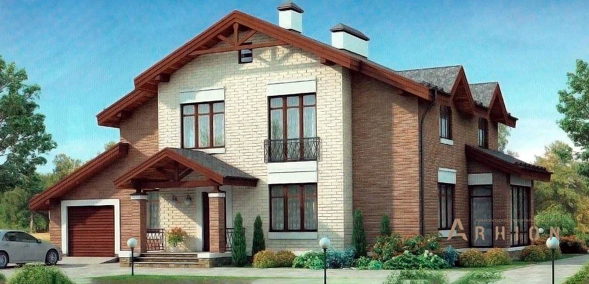 1. Проект двухэтажного дома в скандинавском стиле с многоскатной кровлей, 55-10, площадью - 266 кв c сауной, терассой, гаражом