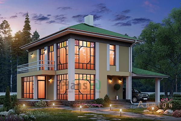 1. Проект в современном стиле с четырехскатной, 58-48, площадью - 120 кв