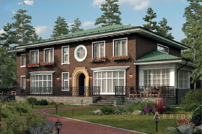 1. Проект двухэтажного дома в прованском стиле с четырехскатной, 59-50, площадью - 438 кв c сауной, терассой, гаражом, эркером, вторым светом