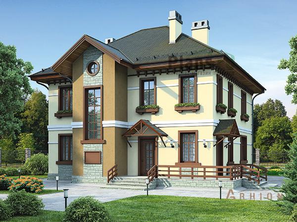 1. Проект двухэтажного дома в современном стиле с четырехскатной, 60-30, площадью - 120 кв c терассой