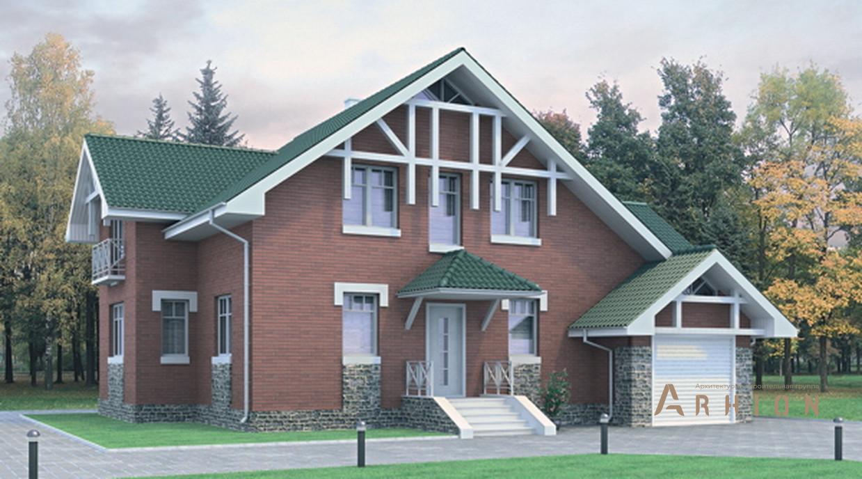 1. Проект одноэтажного дома в канадском стиле с двускатной кровлей, 70-51, площадью - 177 кв c мансардой, гаражом