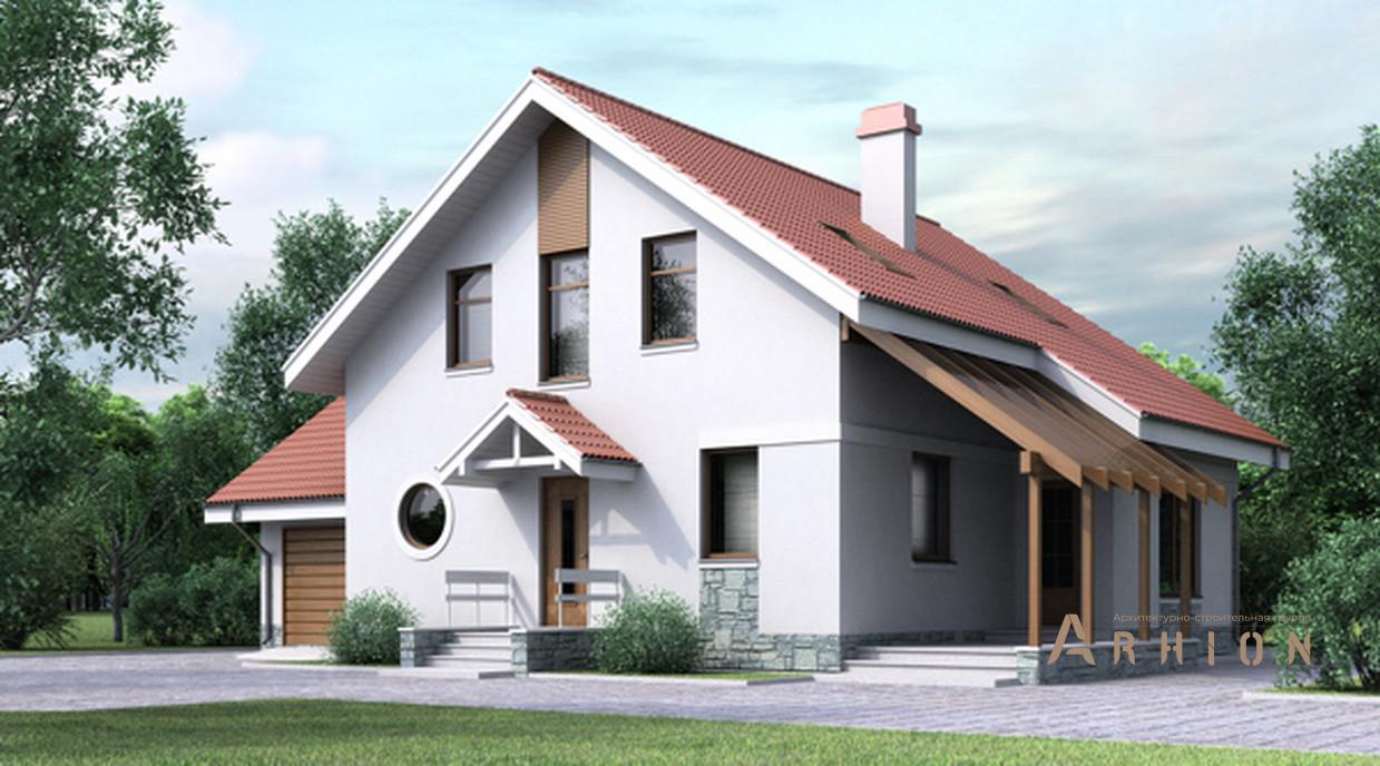 1. Проект одноэтажного дома в канадском стиле с плоской кровлей , 70-64, площадью - 173 кв c мансардой