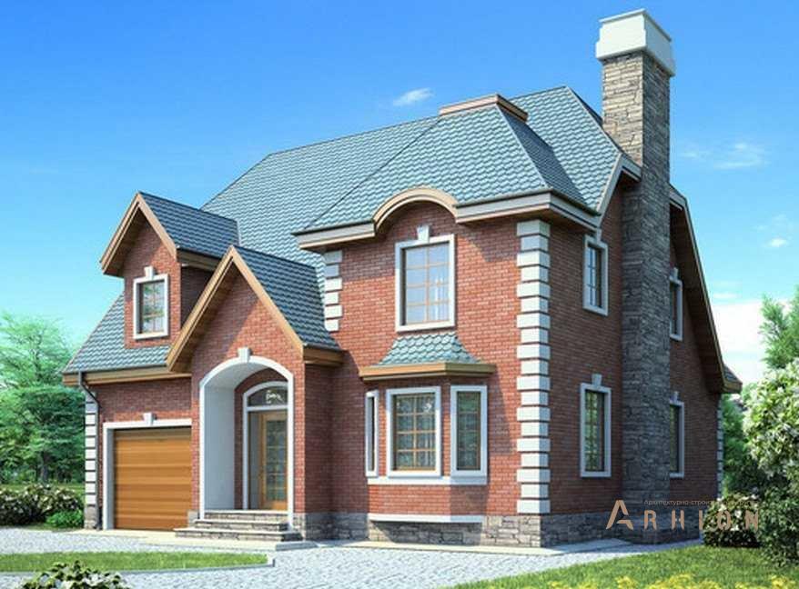 1. Проект одноэтажного дома в английском стиле с плоской кровлей , 71-42, площадью - 185 кв c мансардой, гаражом, эркером