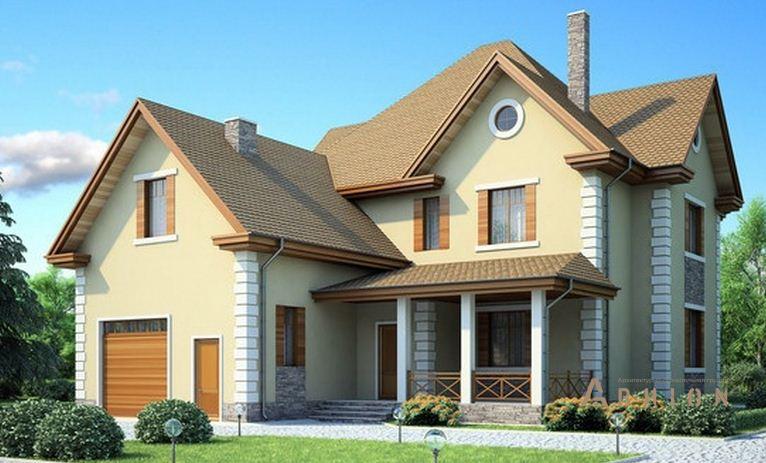 1. Проект одноэтажного дома в английском стиле с плоской кровлей , 71-46, площадью - 222 кв c мансардой, терассой, гаражом