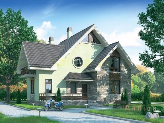 1. Проект одноэтажного дома в скандинавском стиле с плоской кровлей , 72-39, площадью - 177 кв c мансардой, терассой, балконом