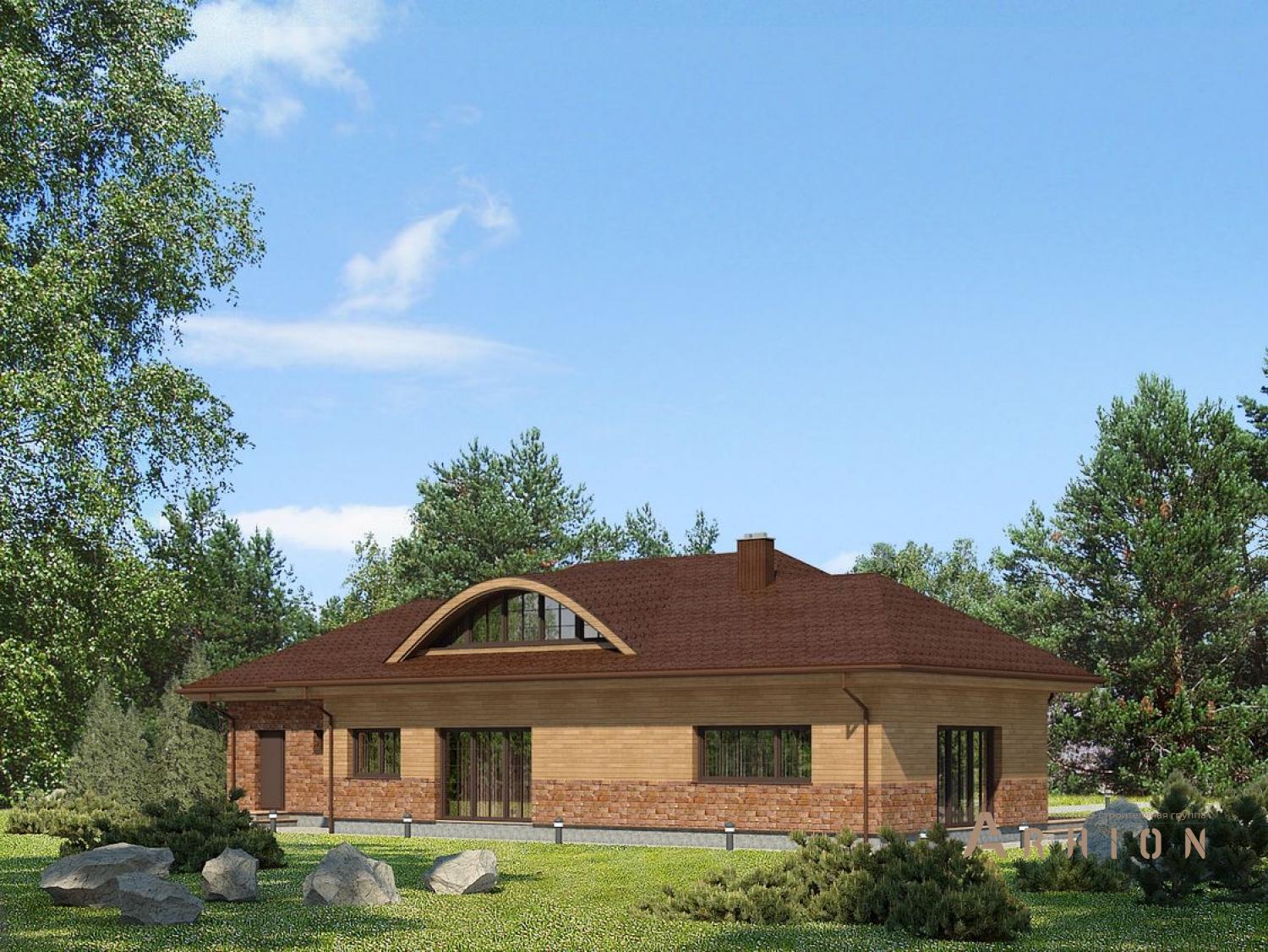 2. Проект одноэтажного дома в современном стиле с плоской кровлей , 89-214, площадью - 212 кв c мансардой, терассой, гаражом