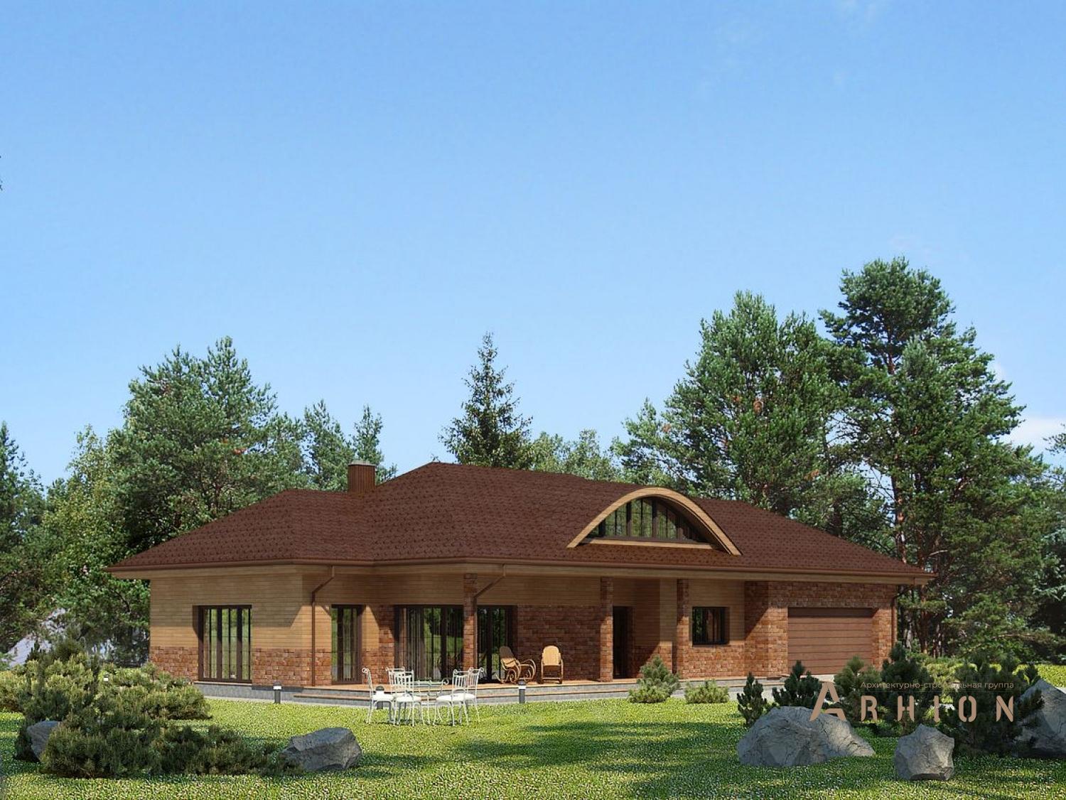 1. Проект одноэтажного дома в современном стиле с плоской кровлей , 89-214, площадью - 212 кв c мансардой, терассой, гаражом