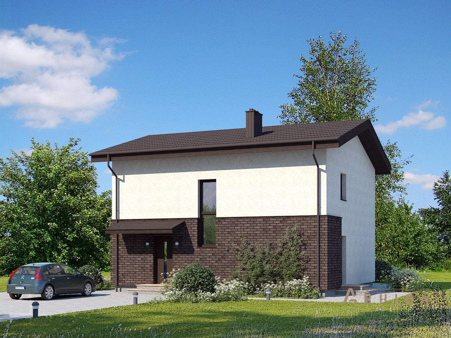 2. Проект двухэтажного дома в современном стиле с двускатной кровлей, 96-147, площадью - 146 кв