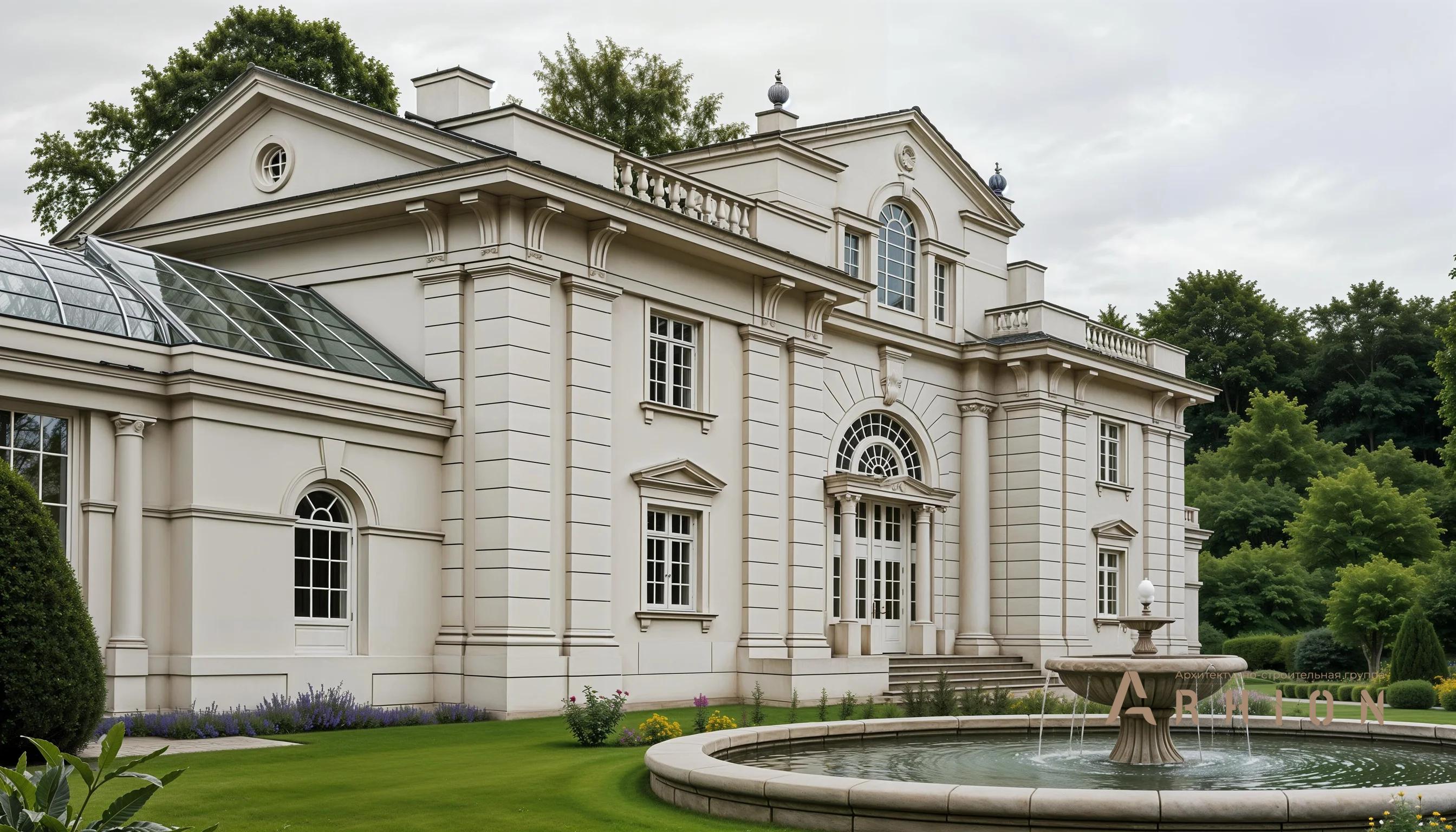 2. Проект двухэтажного дома в классическом стиле с многоскатной кровлей, AM-14, площадью - 640 кв c мансардой, сауной, терассой, балконом