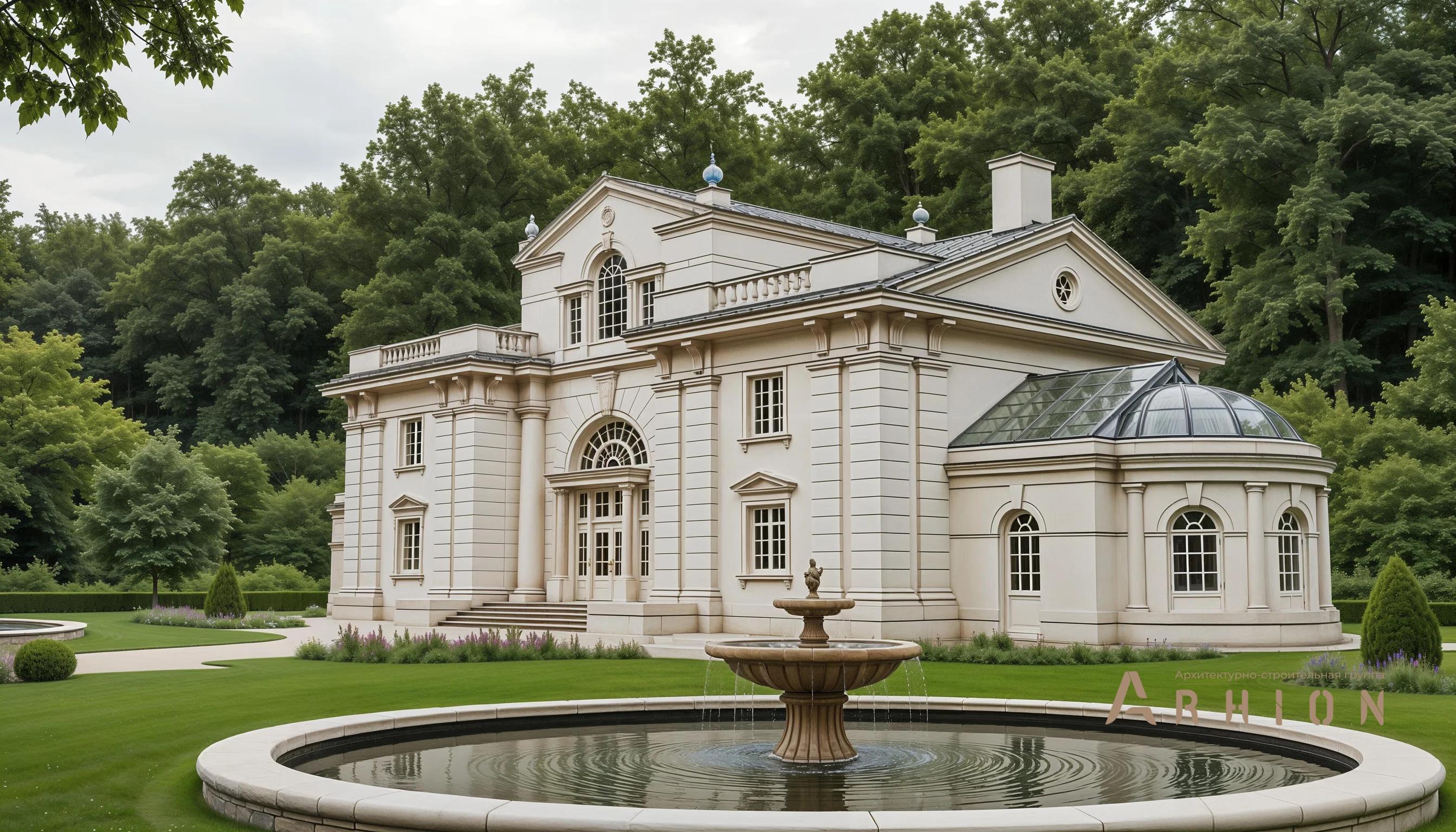 3. Проект двухэтажного дома в классическом стиле с многоскатной кровлей, AM-14, площадью - 640 кв c мансардой, сауной, балконом